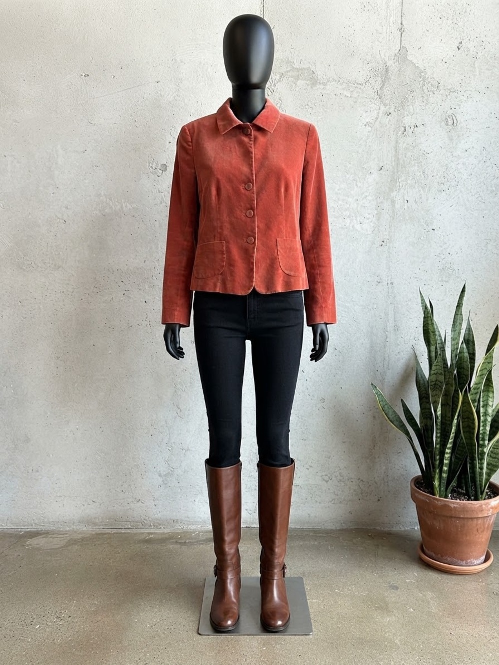 Josephine Chaus Rust Corduroy Button Jacket